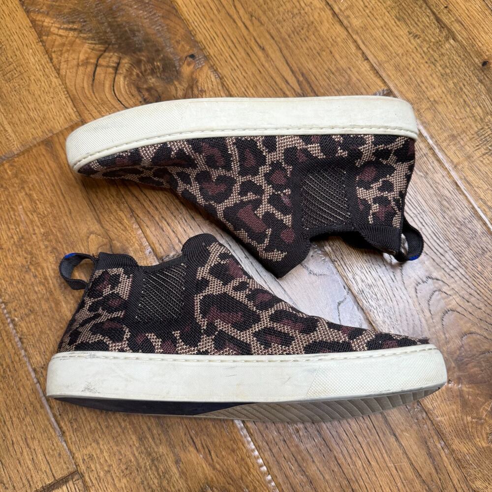 Rothys Chelsea Wildcat Leopard Bootie High Top Sneaker Womens 7 Slip On Knit - Picture 5 of 6